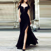 Sexy Black Chiffon Elegant Split Evening Maxi Dress