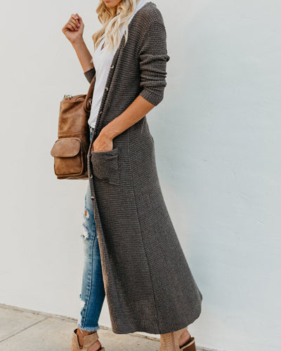 Solid Color Casual Long Cardigan Sweater