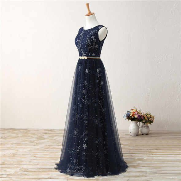 Starry Sky Long Fashion Sleeveless Evening Dress