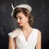 New Feather Linen Beige Versatile Retro Top Hat