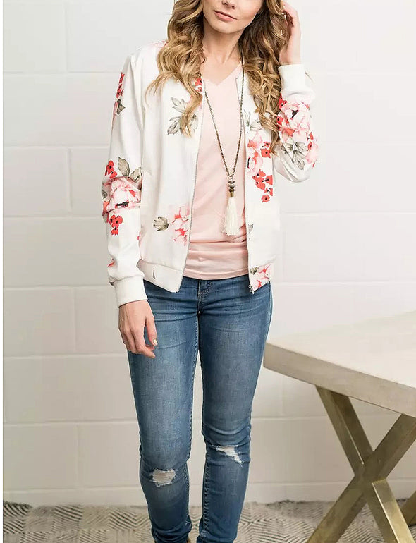 Fashion Casual Printed Bomber Jacket Loose Overcoat