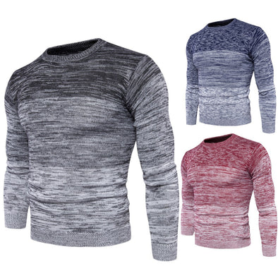 New Men's Gradient O-neck Sweater