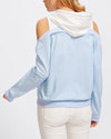 New Colorblock Hooded Off-The-Shoulder Loose Sweater