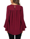 Ruffled Sleeves Solid Color Loose T-Shirt