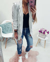 Long Sleeve Striped Blazer