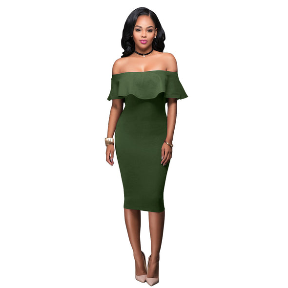 Fashion Off shoulder Slim Bodycon Dress