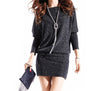 Simple O-Neck Bat Sleeve Bodycon Dress