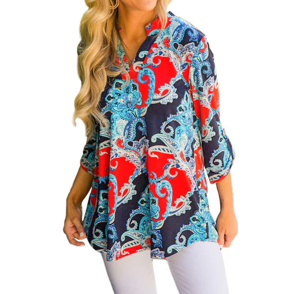 Women's V-neck printed shirt