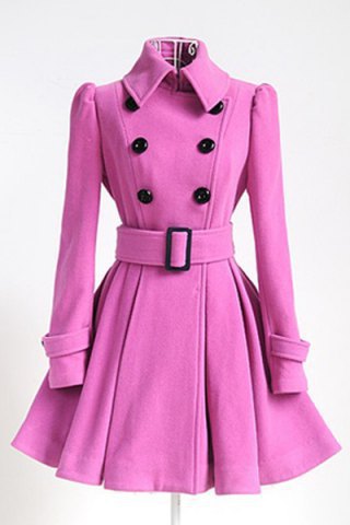 Fashion Turn-Down Collar Double Breasted Woolen Coat