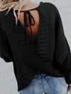 Knit Back Cross Strap Backless Sweater