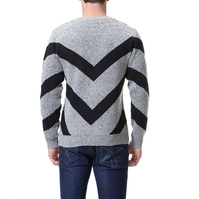 New Color Matching British Fashion O-neck Men's Sweater