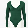 New V-neck Long Sleeve Pitted Bodysuit