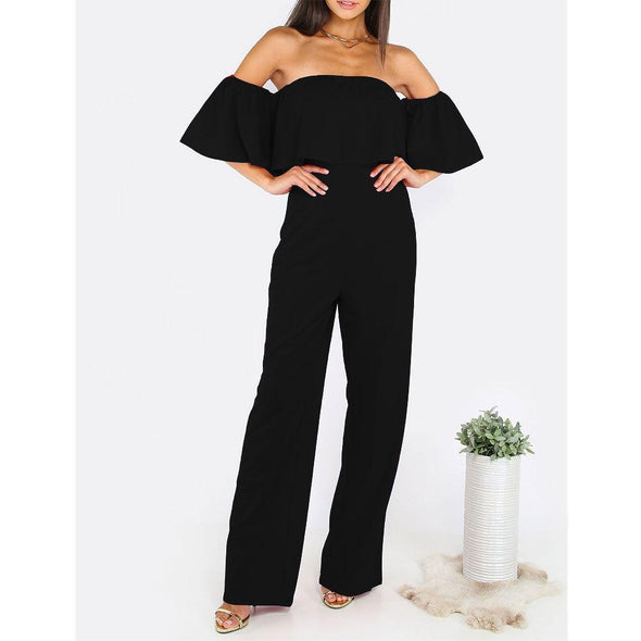 Strapless Sexy Speaker Sleeves Loose Jumpsuit