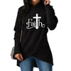 Long Sleeve Fleece Print Irregular Hooded Sweater