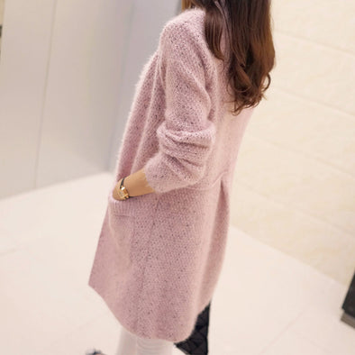 Solid Color Long Sleeve Pocket Sweater