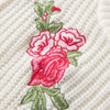 Flower Embroidery Solid Color Round Neck Sweaters