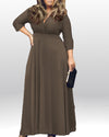 Seven-Quarter Sleeve V-Neck Evening Dress