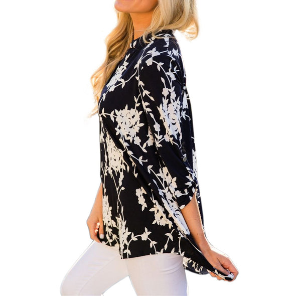 Women's V-neck printed shirt