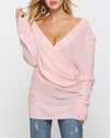 Crossover Long Sleeve V-Neck Sweater