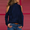 New High Collar Off-Shoulder Long-Sleeved T-Shirt