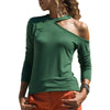 V-NeckBeveled Off-The-Shoulder Long Sleeve T-Shirt