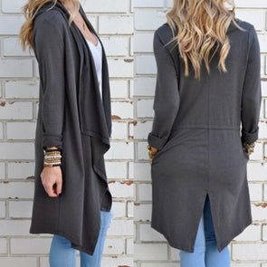 Long Sleeved Solid Color Knit Cardigan