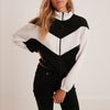 Long Sleeve Stand Collar Zipper Contrast Sweatshirt