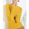 Off Shoulder Flare Sleeve Beading Sweater