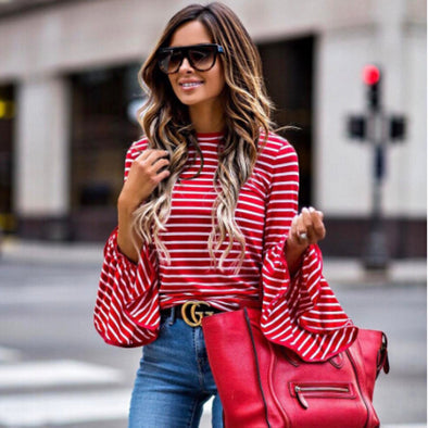 Women's striped long-sleeved t-shirt