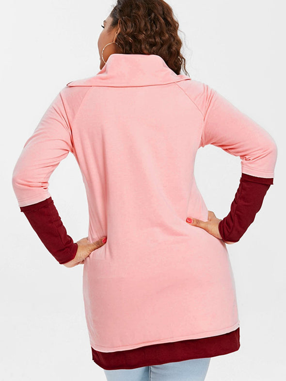 Solid Color Zipper Long Sleeve Sweatshirt