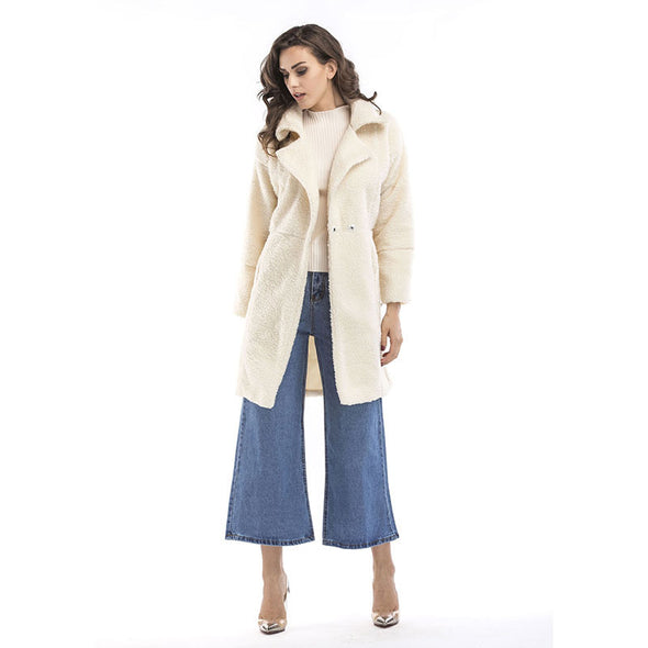 New Cashmere Long Sleeve Mid-length Coat