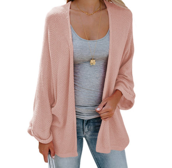 Solid Color Long Sleeve Knit Cardigan Sweater Coat