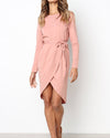 Long Sleeved Tie With Solid Color Dress