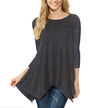 Round Neck Long Sleeve Irregular T-Shirt