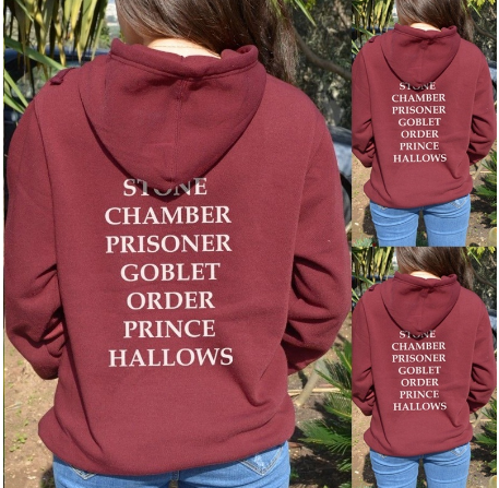 Letter Printed Hooded Long Sleeve Sweatshirt