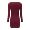 V-Neck Knit Long Sleeve Sexy Slim Dress