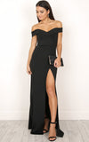 Sexy Solid Tube Top V-Neck High Split Maxi Dress