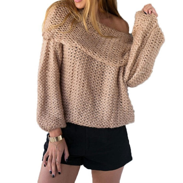 Thick Knitting Strapless Shoulder Off Shoulder Sweaters