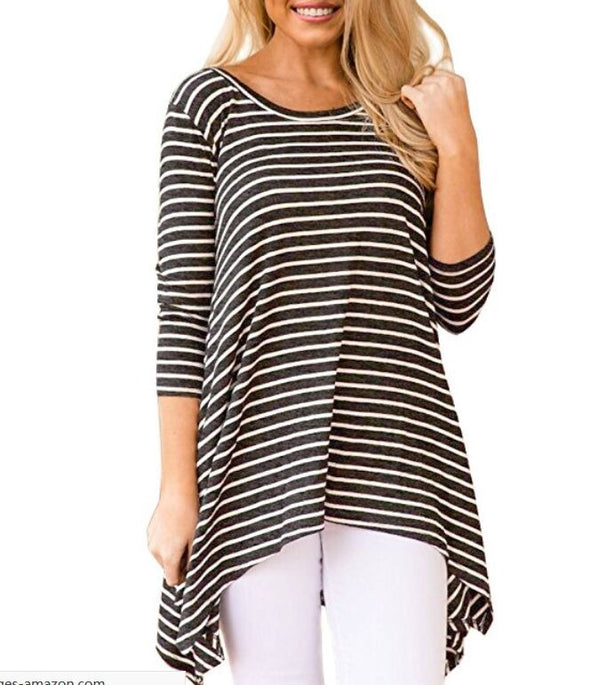 Round Neck Long Sleeve Irregular T-Shirt