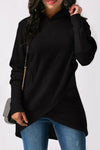 Asymmetric Hem Loose Fitting  Plain Hoodies