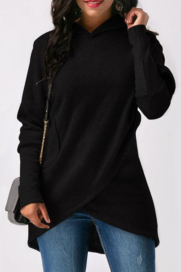 Asymmetric Hem Loose Fitting  Plain Hoodies