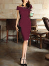 Boat Neck  Plain Bodycon Dress