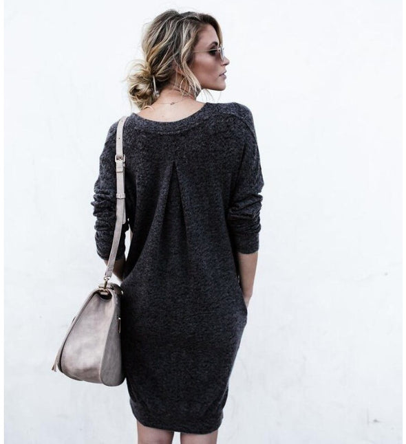 Long Sleeve V-Neck Pocket Sweater