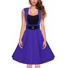 Fashion Square Collar Contrast Sleeveless Belt Dress