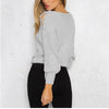 Pure Color Bandage Round Neck Sweatshirt