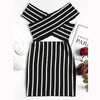 Women's striped one-neck dress bag hip skirt