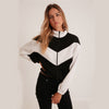 Long Sleeve Stand Collar Zipper Contrast Sweatshirt