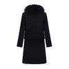 Fox Fur Collar Solid Color Slim Thick Woolen Coat