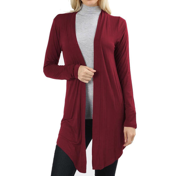 Solid Long Sleeved Knit Cardigan