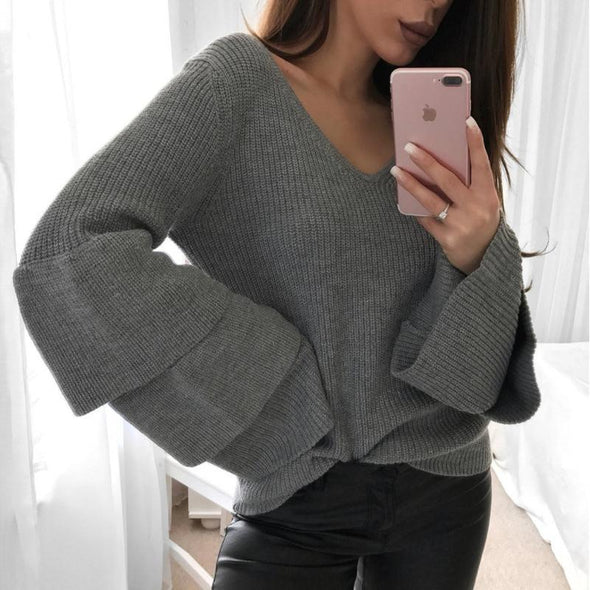 Fashion Autumn Pure Color Loose Sweater